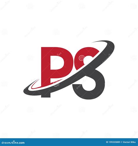 ps initial logo company  colored red  black swoosh design