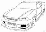 Gtr Furious Skyline R32 Voiture Jdm Walker Ausmalen Colouring Coloringhome Dibujar Drawed Drift Supra Furiosos Educative 350z Velozes Coloriages Lápiz sketch template
