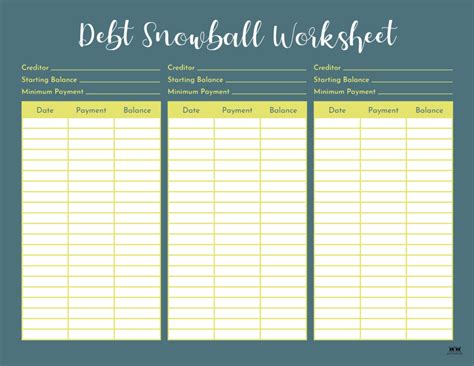 debt trackers debt snowball worksheets  pages printabulk