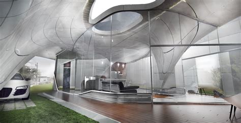 futuristic  printed house shatters  paradigm   sculptural curves