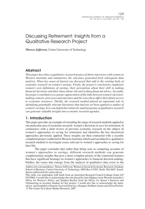 discussing retirement insights   qualitative research project