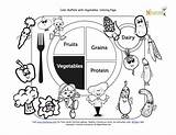 Coloring Plate Nutrition Food Vegetables Myplate Pages Kids Color Sheet Printable Healthy Education Vegetable Worksheets Foods Groups Worksheet Children Activities sketch template