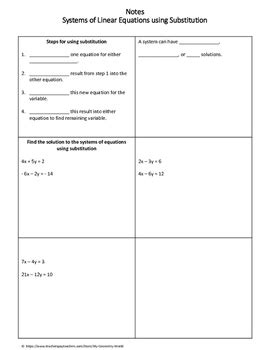 solving systems  equations substitution worksheet worksheet