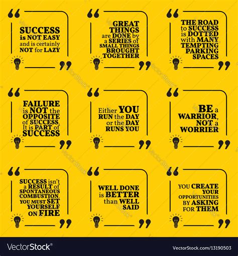set  motivational quotes  action hard work vector image