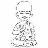 Monk Boeddha Illustrations Meditating Deities Buddhist Cartoons Jonge Shaolin Nirvana sketch template