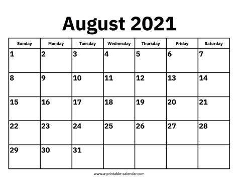 august  calendar  printable calendar