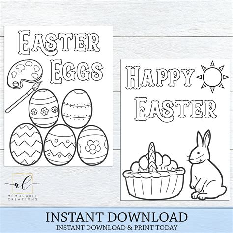 easter printable coloring sheets kids easter activity easter etsy
