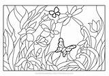 Vetrata Giardino Colorat Fiorito Desene Gradina Supercoloring Vitralii Flori Vidriera Grădină Stampare sketch template
