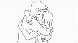 Hugging Drawing Couple Easy Draw Kids sketch template