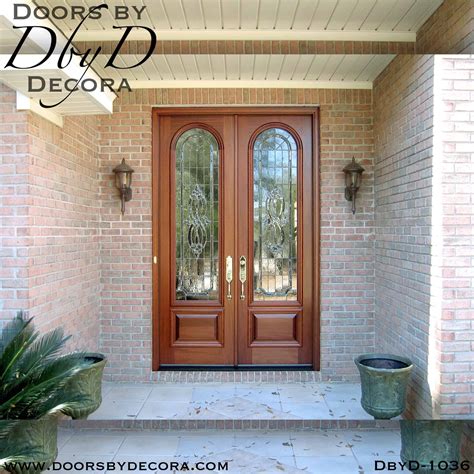 Custom Leaded Glass Exterior Doors Solid Wood Entry