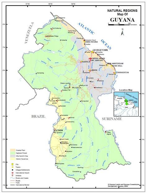 map  guyana showing mineral resources