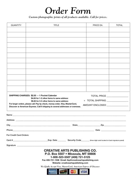 downloadable printable order form template printable forms