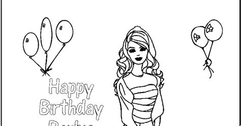 birthday barbie coloring pages