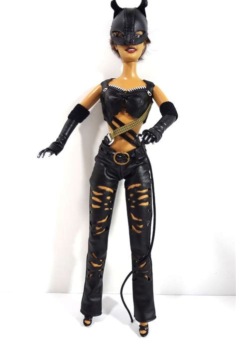 Barbie Doll Catwoman Halle Berry Black Leather Outfit