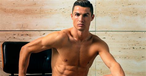 cristiano ronaldo looks excited to be modelling as he strips to his