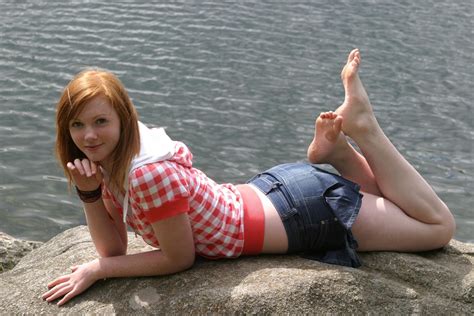 Redhead Denim Skirt Feet Barefoot Pale Hd Wallpapers