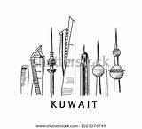 Kuwait Towers Coloring National Template Vector sketch template