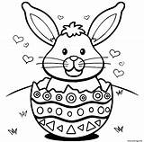 Paques Coloriage Lapin Oeufs Coeurs Imprimer sketch template