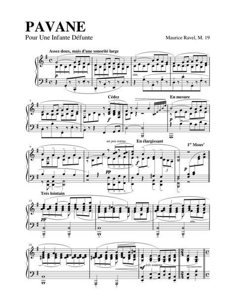 maurice ravel pavane pour une infante defunte   sheet   piano solo musescorecom