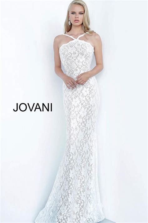 jovani  long lace backless fitted prom dress  wedding gown bridal ivory   prom