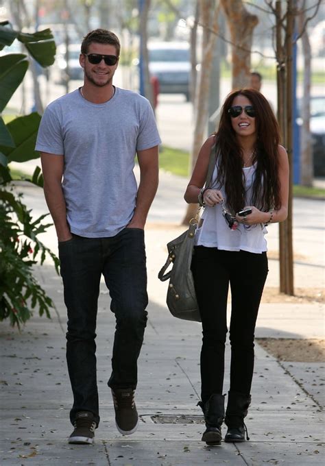 liam hemsworth and miley cyrus were all smiles while out in la in miley cyrus and liam