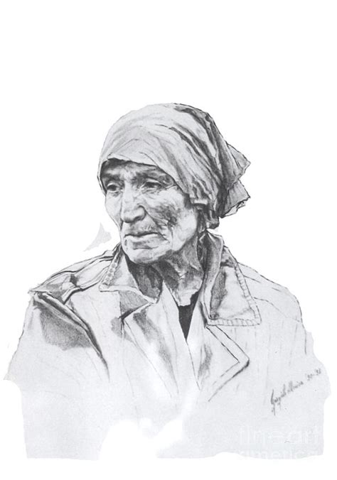 Poor Old Woman Drawing By Monica Gargiulo