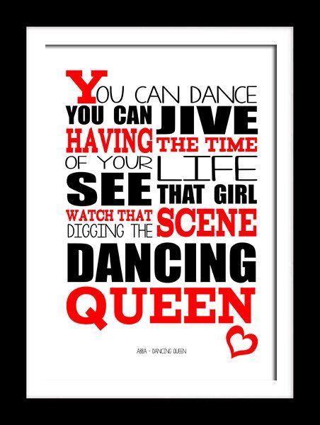 abba dancing queen  picture mount print typography song