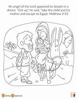 Joseph Mary Coloring Egypt Escape Jesus Sunday School Children Lesson Birth Ministry Kids Matthew Angel Pdf When sketch template