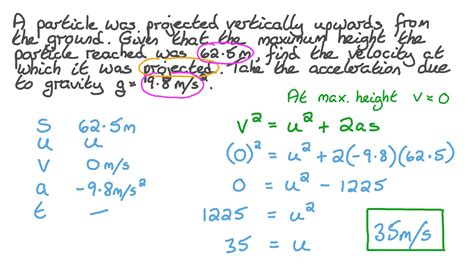 question video finding  initial velocity   object projected    maximum