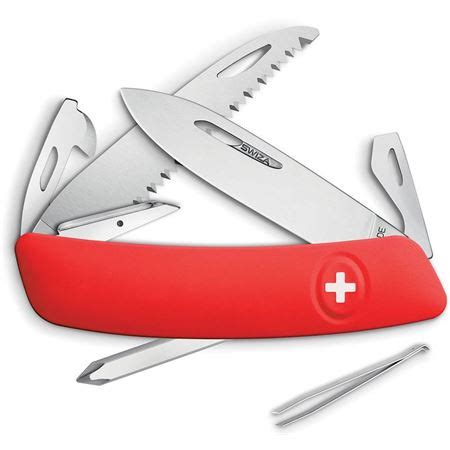 swiza   swiss button lock knife  red rubberized handle knife country usa