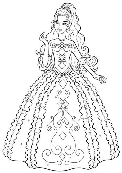 kolorowanka barbie  trzy muszkieterki ksiezniczka  sukni balowej