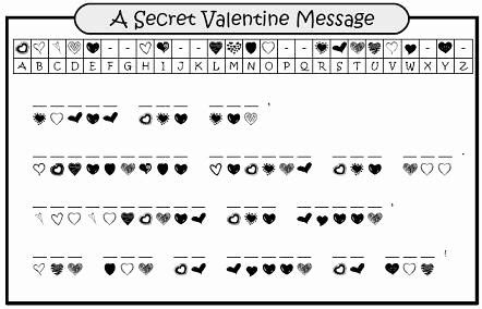 printable cryptograms   fun worksheets  kids valentines