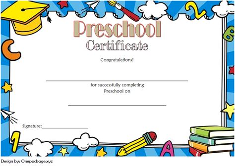printable preschool diploma certificate version  preschool