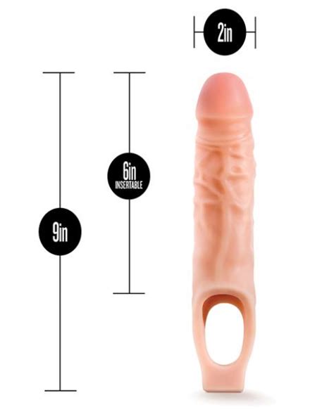 performance plus 9 inches silicone cock sheath penis extender beige on
