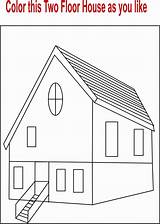 Floor Coloring Buildings Pages House Printable Houses Template Blank sketch template