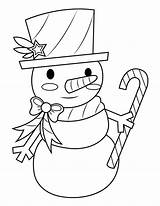 Candy Cane Coloring Snowman Pages Printable sketch template
