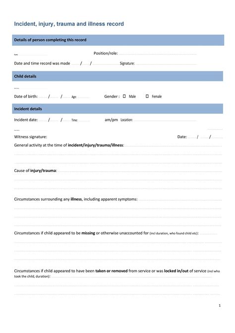 incident report form template word printable templates