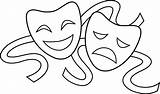Faces Theatre Clipart Drama Clip Cartoon Masks Cliparts Library Performance sketch template