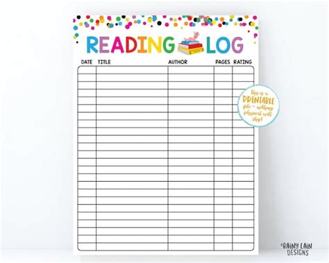 reading log printable reading log  kids spring reading etsy