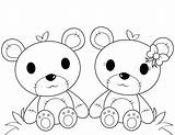Coloring Bear Teddy Couple Pages sketch template