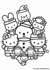 Coloring Kitty Hello Pages Christmas Book Friends Colouring sketch template