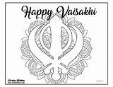 Vaisakhi Happy Pages Coloring Sikhs Little Khanda sketch template