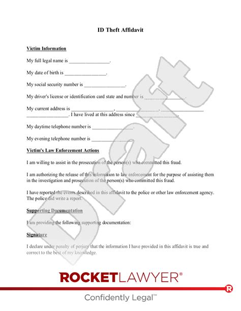 free id theft affidavit template and faqs rocket lawyer