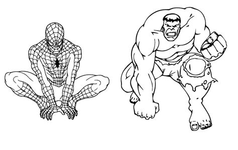 hulk  spiderman coloring pages
