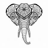 Olifant Elephant Elefante Cabeza Zentangle Kleurplaat Elefant Kleurplaten Mandala Kopf Totem Indio Tatuaje Mehndi Volwassenen Adults Patterned sketch template