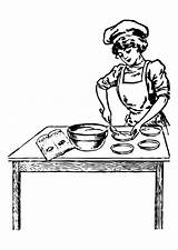 Baker Chef Coloring Female Clipart Clip Cooking Cookout Woman Vector Oven Simple Bakery Baking Personal Large Edupics sketch template