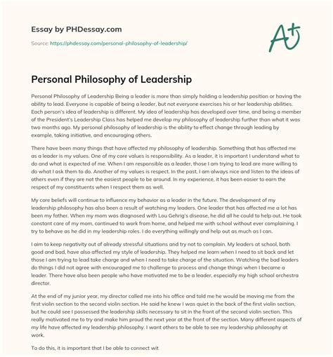 personal philosophy  leadership essay  phdessaycom