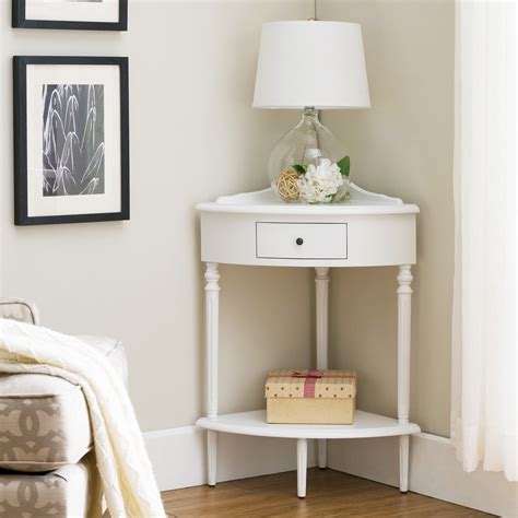 cottage white corner table stand bed bath