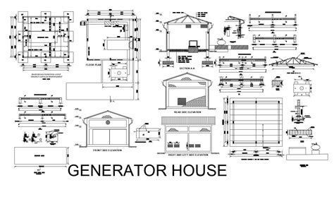 floor plan  generator house mtr  mtr  elevation