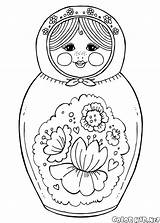 Coloring Matryoshka Pages Colorkid Russian Toy sketch template